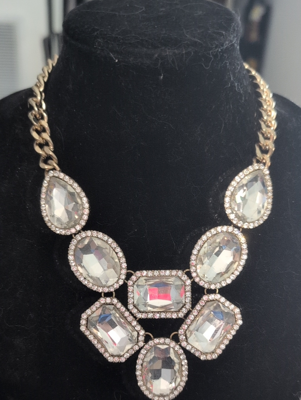 Gold-Tone Clear Crystal Statement Necklace - Women Jewelry